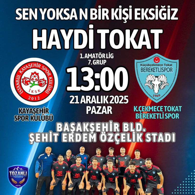 Küçükçekmece Tokat Bereketlispor Deplasmanda Sahaya Çıkıyor: Hedef 3 Puan