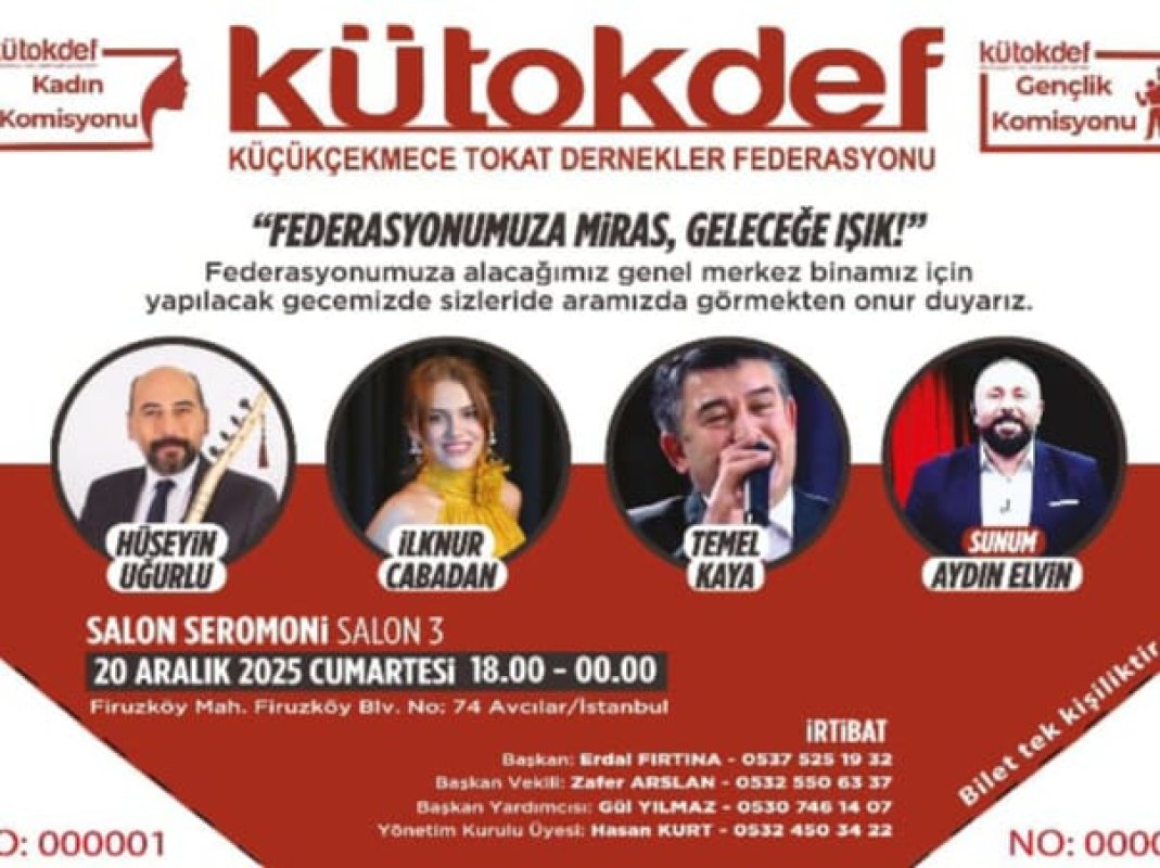 Küçükçekmece Tokat Dernekler Federasyonu’ndan anlamlı geceye davet