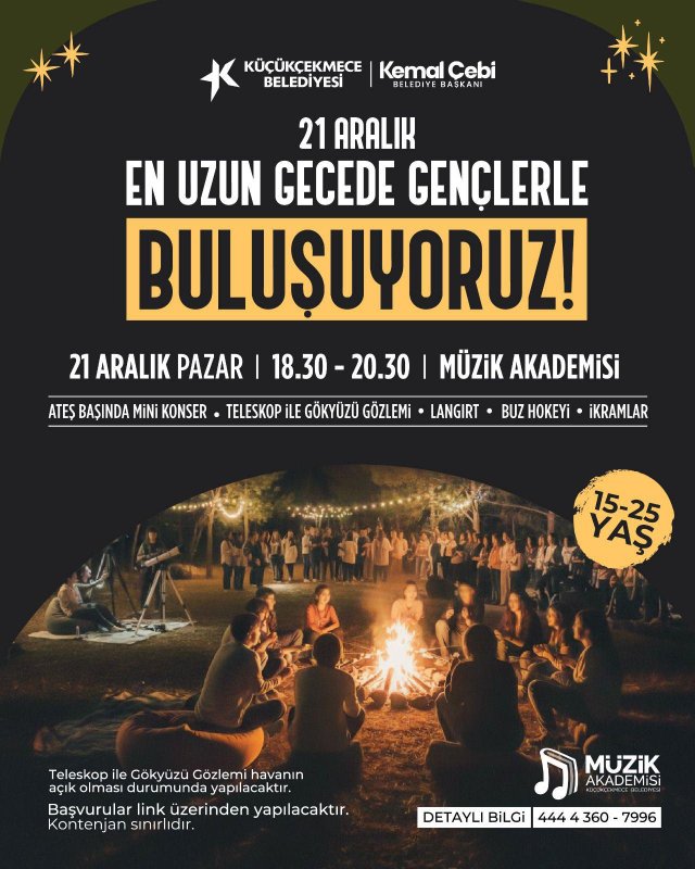 En Uzun Gece Gençlerle Şenlenecek: Küçükçekmece’de 21 Aralık Buluşması
