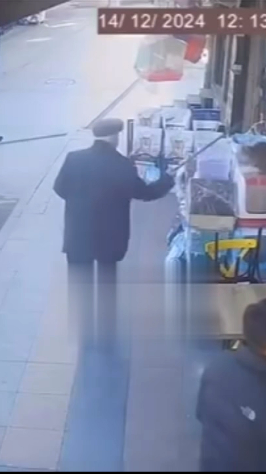 Küçükçekmece’de dükkanın önünde duran kediye yaşlı adam baston ile saldırdı.