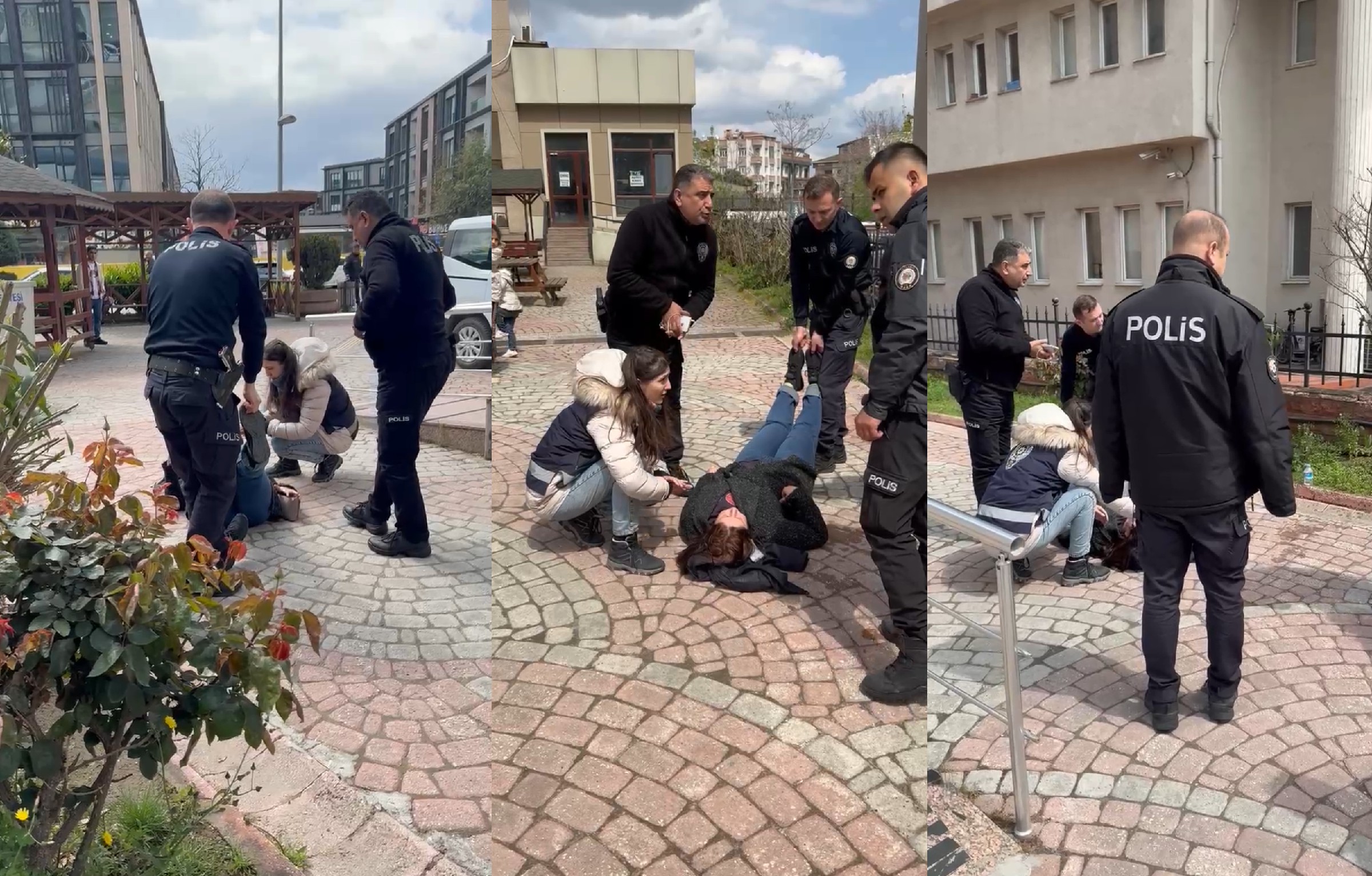 Küçükçekmece Kaymakamlığı Bahçesinde Fenalaşan Kadına Polislerden Anlamlı Müdahale